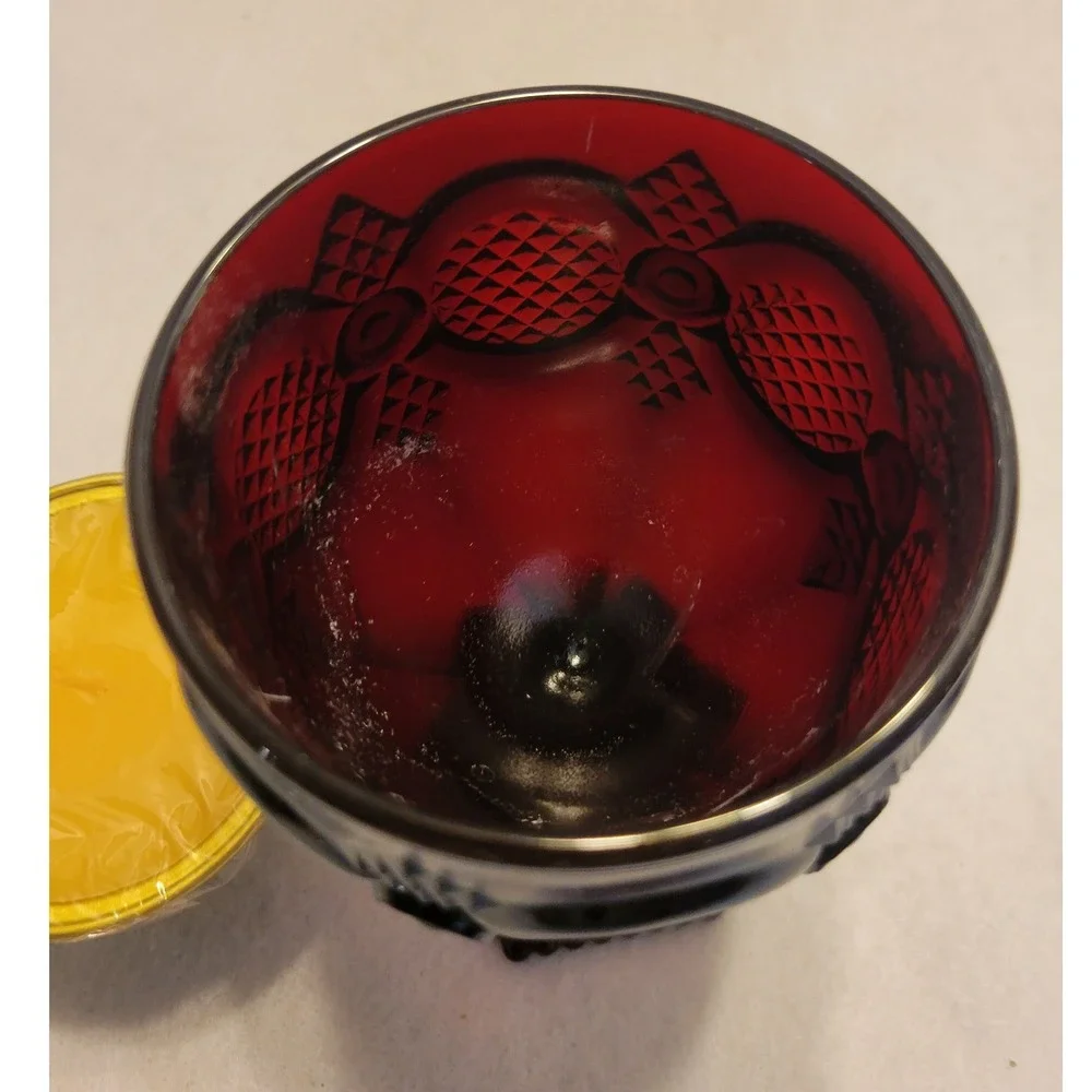 Avon Vintage Ruby Red Glass 1876 Cape Cod Water Goblet Candle Holder
